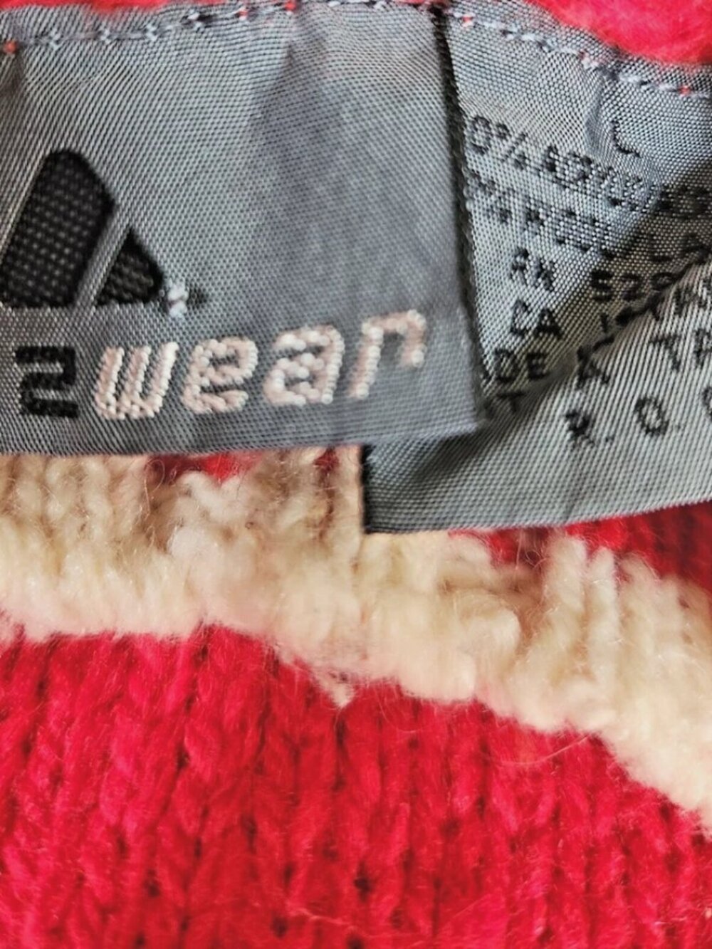 Vintage 90's LizWear Liz Claiborne Red Chunky Knit Ski Sweater W/Snowflakes Sz L - Picture 10 of 15